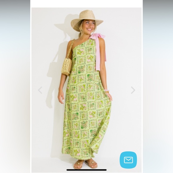 Green Floral One-Shoulder Dress - Picture 1 of 2